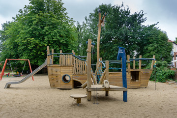big wooden ship on a child playground