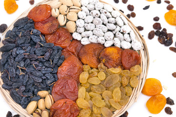  healthy food, Breakfast, minerals, vitamins, dried fruits, dried apricots, grapes,