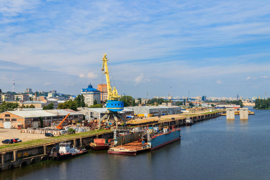 River cargo port in Kiev, Ukraine