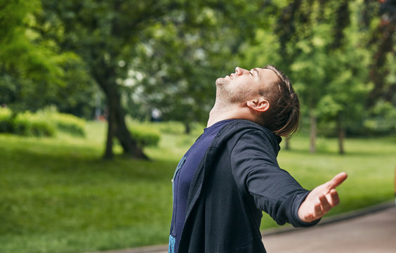 a young man feels relaxed and free