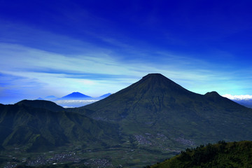 Sindoro Mountain with blue sky