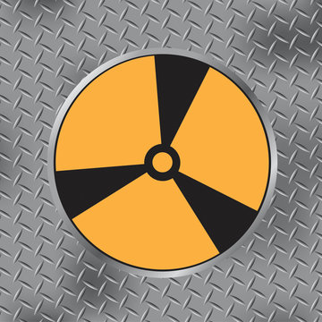 Radiation sign on a metal background