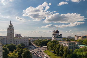 Cityscape with view of the temple