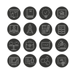 education icon set in circle buttons