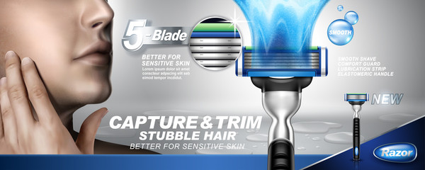 Razor ads with watery effect