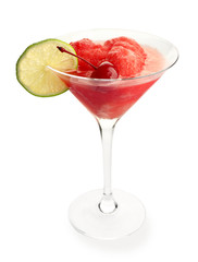 Fresh summer cocktail in glass on white background