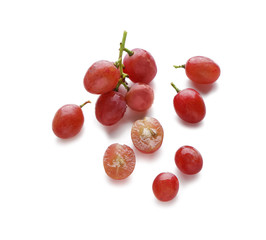 Fresh ripe grapes on white background