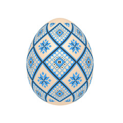 the easter egg with ukrainian cross-stitch ethnic pattern. pysanka ornament. isolated vector.