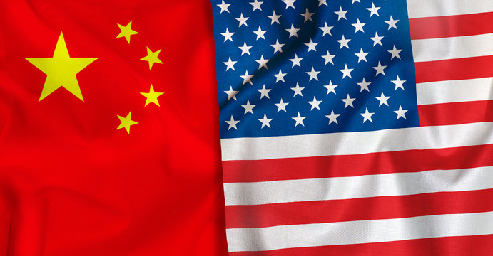 Background of the flags of the United States and China