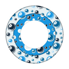 graphic circular frame with bubbles pattern in black blue