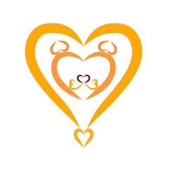 Heart with a lion's face, animal and romance