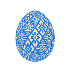 the easter egg with ukrainian cross-stitch ethnic pattern. pysanka ornament. isolated vector.