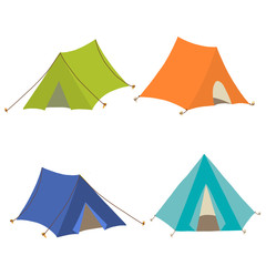 Camping tents vector tourist set