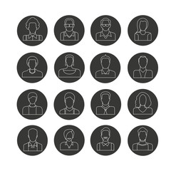 people icon set in circle button