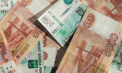 Russian banknotes close-up