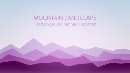 Landscape banner with mountains. Abstract Hills silhouette template.