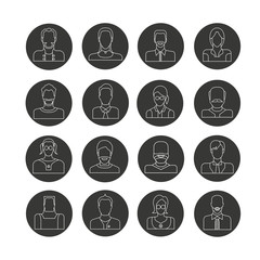 people icon set in circle button