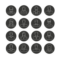 people icon set in circle button