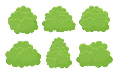 Bushes Different Cartoon Shapes Set