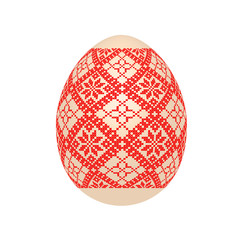 the easter egg with ukrainian cross-stitch ethnic pattern. pysanka ornament. isolated vector.