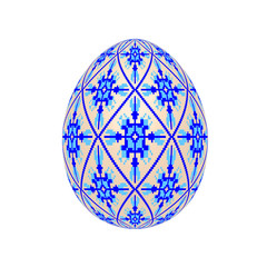 the easter egg with ukrainian cross-stitch ethnic pattern. pysanka ornament. isolated vector.