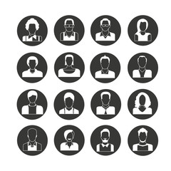 people avatar icon set in circle buttons