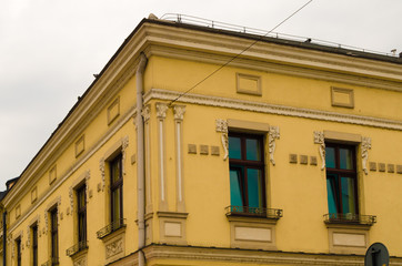 Facade of an Old Building in Nowy Sącz, Poland