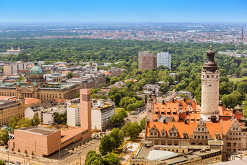 Cityscape view of Leipzig city, Saxony, Germany © EdNurg