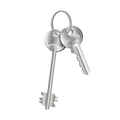 Set of house keys on ring, concept of selling purchase of real estate, rental of property
