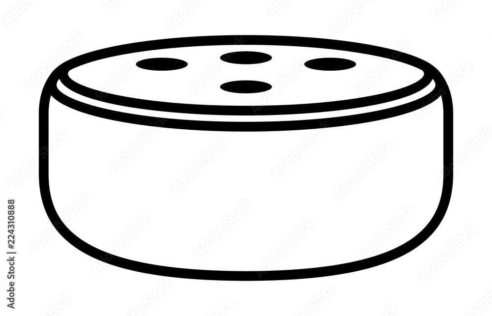 Poster small smart speaker virtual assistant line art vector icon for apps and websites