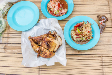 Thai green papaya Salad with grilled chicken