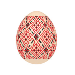 the easter egg with ukrainian cross-stitch ethnic pattern. pysanka ornament. isolated vector.