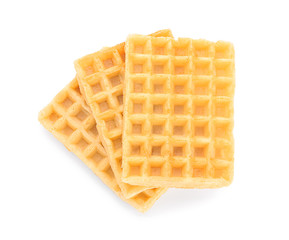 Delicious waffles on white background