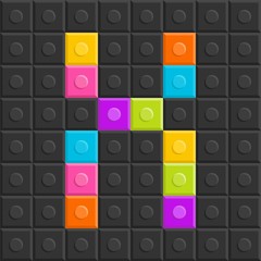 colorful brick block letter X, flat design
