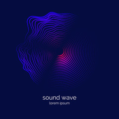 Poster of the sound wave. Illustration music on dark background.