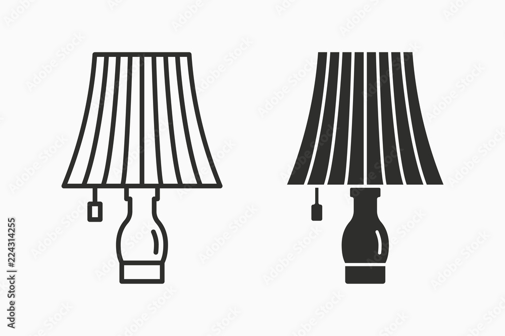 Poster table lamp light vector icon for graphic and web design.