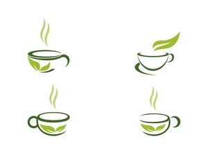Cup of tea vector icon logo template