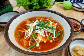 Korean soup with side dish