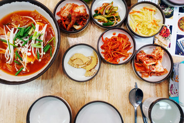 Korean soup with side dish