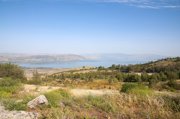 Fototapeta na wymiar Sea of Galilee and the Golan Heights