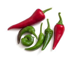 Red and green hot peppers