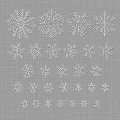 Snowflakes set. Cross stitch. Scheme of knitting and embroidery.