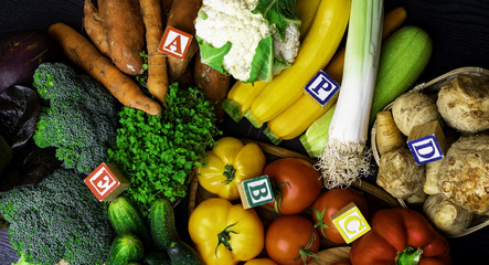 organic vegetables rich in vitamin as A, B, C, D, P, E