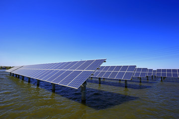 Solar panels on the water