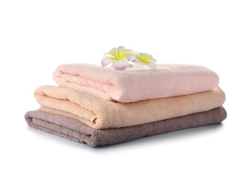 Obraz na płótnie Canvas Clean soft towels on white background