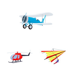 Vector design of plane and transport logo. Collection of plane and sky vector icon for stock.