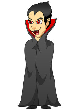 Happy halloween Cartoon vampire isolated on white background. Vector illustration
