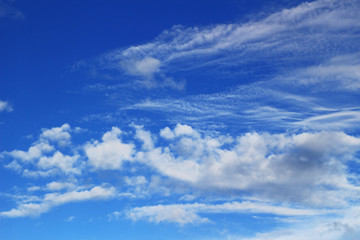 Sky texture with thin clouds spreading in autumn sky