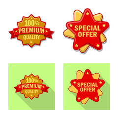 Vector design of emblem and badge sign. Collection of emblem and sticker stock vector illustration.