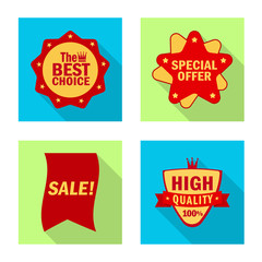 Vector illustration of emblem and badge icon. Collection of emblem and sticker vector icon for stock.